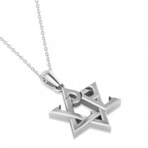 Love Jewish Star of David Pendant Necklace 14K White Gold