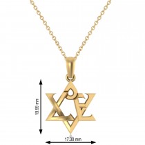 Love Jewish Star of David Pendant Necklace 14K Yellow Gold