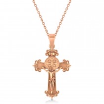 Cross Benedict Crucifix Pendant Necklace 14k Rose Gold