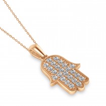 Diamond Hamsa Pendant Necklace 14k Rose Gold (1.44ct)