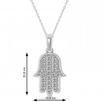 Diamond Hamsa Pendant Necklace 14k White Gold (1.44ct)
