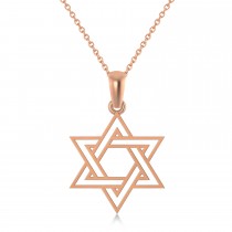 Jewish Star of David Pendant Necklace 14k Rose Gold