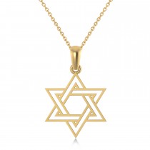 Jewish Star of David Pendant Necklace 14k Yellow Gold