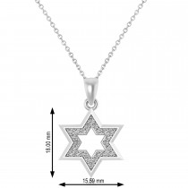 Diamond Jewish Star of David Pendant Necklace 14K White Gold (0.24ct)