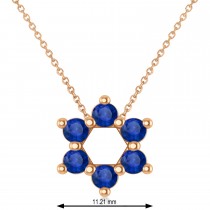 Blue Sapphire Jewish Star of David Pendant Necklace 14K Rose Gold (0.60ct)