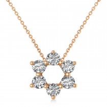 Jewish Star of David Diamond Pendant Necklace 14K Rose Gold (0.60ct)
