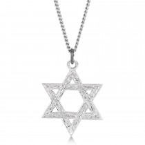 Jewish Star of David Pendant Necklace Sterling Silver Medium