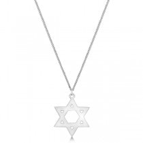Textured Star of David Pendant Necklace in Hammered Sterling Silver