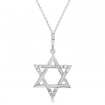 Natural Diamond Jewish Star of David Pendant Necklace Sterling Silver (0.1ct)