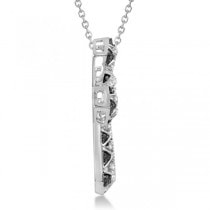 Black and White Diamond Cross Pendant Necklace 14K White Gold 0.33ctw