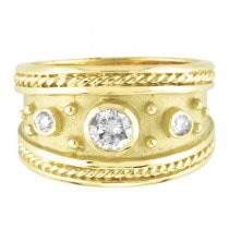 Byzantine Style Bezel Set Diamond Ring 18K Yellow Gold (0.40ct)