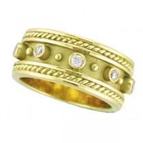 Antique Style Etruscan Diamond Ring in 18k Yellow Gold (0.18 ctw)