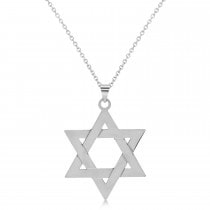 Jewish Star of David Pendant Pendant Necklace 14K White Gold