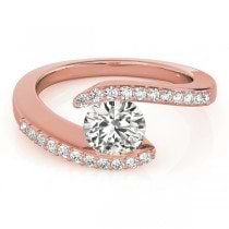 Diamond Accented Tension Set Engagement Ring 14k Rose Gold (0.17ct)