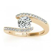 Diamond Accented Tension Set Engagement Ring 18k Yellow Gold (0.17ct)