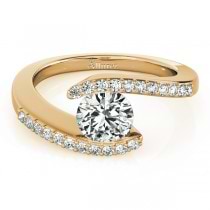 Lab Grown Diamond Accented Tension Set Engagement Ring 14k Yellow Gold (0.17ct)