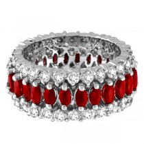 Marquise Ruby and Diamond Eternity Ring 14k White Gold (5.25 ctw)