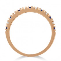 Diamond & Blue Sapphire Ring Guard Stackable Band 14k Rose Gold (0.32ct)