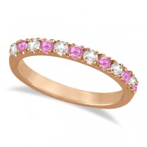 Diamond and Pink Sapphire Ring Guard Stackable 14k Rose Gold (0.32ct)