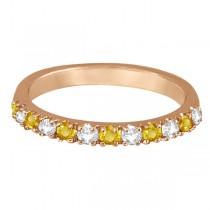 Diamond & Yellow Sapphire Ring Anniversary Band 14k Rose Gold (0.32ct)