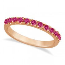 Pink Sapphire Stackable Band Ring Guard in 14k Rose Gold (0.38ct)