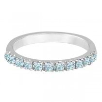 Aquamarine Stackable Ring Anniversary Band in 14k White Gold