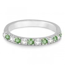 Diamond & Green Amethyst Stackable Ring Guard in 14k White Gold 0.32ct
