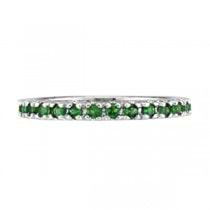 Emerald Semi-Eternity Band Stackable Ring in 14K White Gold (0.38 ct)