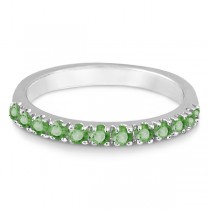 Green Amethyst Stackable Band Ring Guard in 14k White Gold (0.38ct)