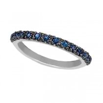 Blue Sapphire Stackable Ring with Black Rhodium in 14k White Gold