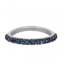 Blue Sapphire Stackable Ring with Black Rhodium in 14k White Gold