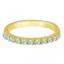 Aquamarine Stackable Ring Anniversary Band in 14k Yellow Gold