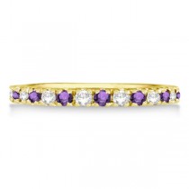 Diamond and Amethyst Band Stackable Ring Guard 14k Yellow Gold (0.32ct)