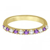 Diamond and Amethyst Band Stackable Ring Guard 14k Yellow Gold (0.32ct)