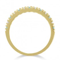 Diamond & Aquamarine Ring Guard Stackable Band 14k Yellow Gold (0.32ct)