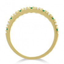 Diamond and Emerald Band Stackable Ring Guard 14k Yellow Gold (0.32ct)