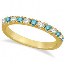 Blue & White Diamond Stackable Ring Band 14k Yellow Gold (0.25ct)