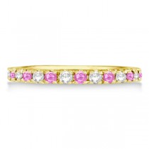Diamond and Pink Sapphire Ring Stackable Guard 14k Yellow Gold (0.32ct)