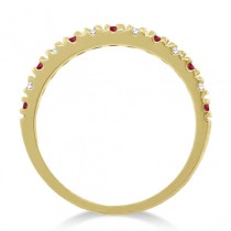 Diamond and Ruby Ring Guard Stackable Band 14K Yellow Gold (0.37ct)