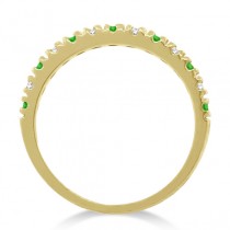 Diamond & Green Tsavorite Ring Guard 14k Yellow Gold (0.32ct)
