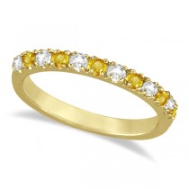Diamond and Yellow Sapphire Ring Stackable Band14k Yellow Gold (0.32ct)