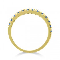 Blue Sapphire Stackable Ring Anniversary Band in 14k Yellow Gold