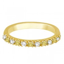 Yellow Canary & White Diamond Stackable Ring Band 14k Gold (0.25ct)