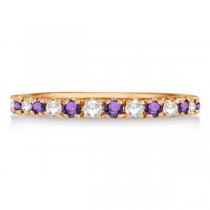 Diamond and Amethyst Eternity Ring Guard Band 14K Rose Gold (0.64ct)