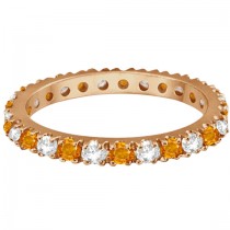 Diamond and Citrine Eternity Ring Stackable Band 14K Rose Gold (0.64ct)
