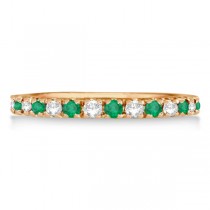 Diamond & Emerald Eternity Ring Stackable Band 14K Rose Gold (0.64ct)