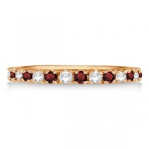 Diamond and Garnet Eternity Band Stackable Ring 14K Rose Gold (0.51ct)