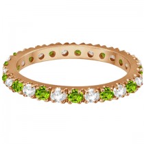 Diamond & Peridot Eternity Ring Stackable Band 14K Rose Gold (0.64ct)