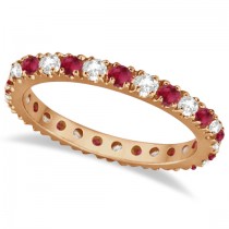 Diamond and Ruby Eternity Band Stackable Ring 14K Rose Gold (0.51ct)
