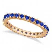 Blue Sapphire Eternity Band Stacking Ring 14K Rose Gold (0.50ct)